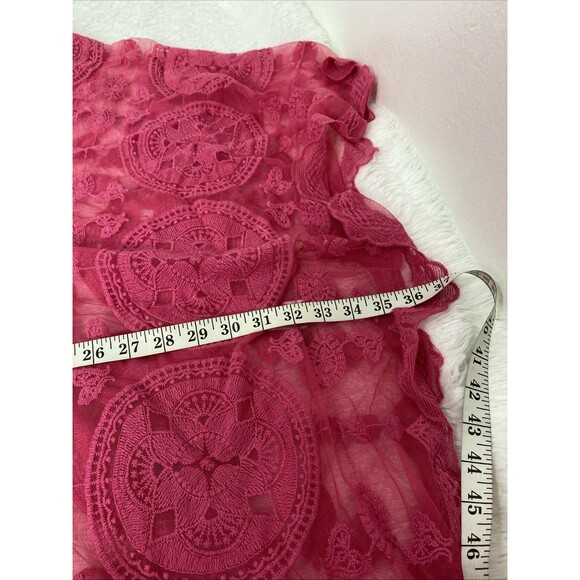 Sol & Sea Swimsuit Coverup Size L/XL Pink Sheer Mesh Embroidery Periwinkle Tunic - Picture 10 of 12